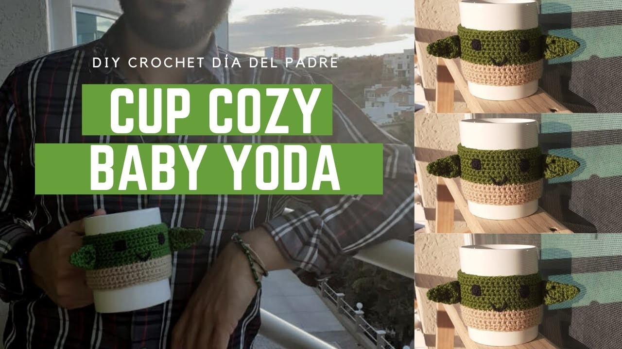 Cup Cozy Crochet Baby Yoda! Regalo para el día del padre :)