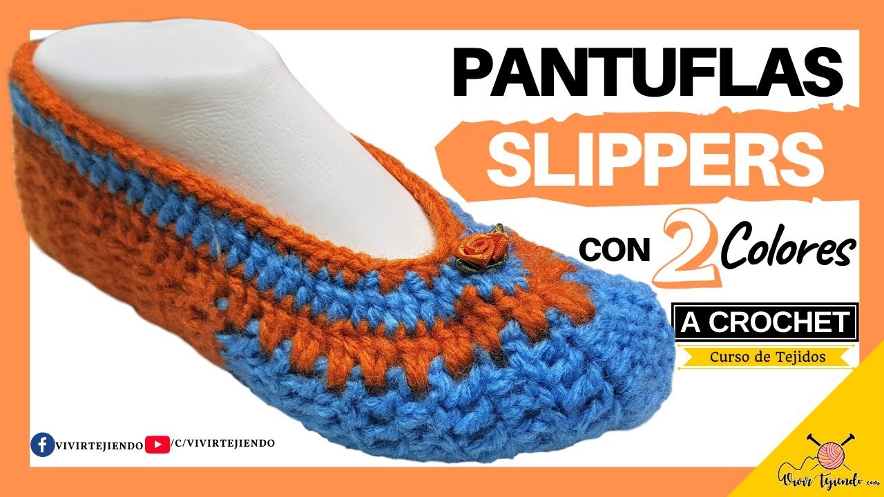 ✅ Tejidos a Crochet Fácil y Práctico ???? Pantuflas Slipper a Crochet Paso a Paso en 2 Colores