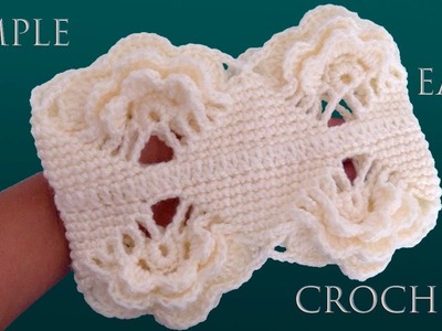 Como tejer a Crochet punto pétalos de flores en relieve 3D para diademas tejido con ganchillo