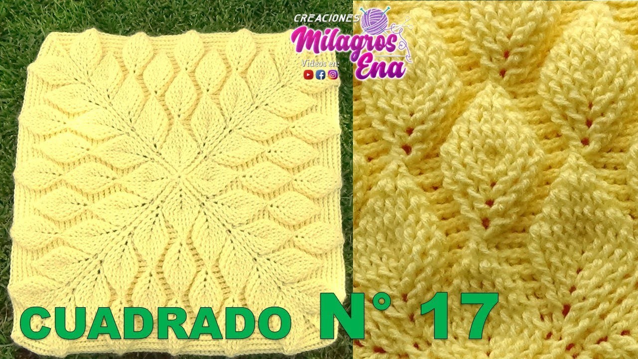 CUADRADO N ° 17 TEJIDO A CROCHET: VIDEO COMPLETO de Cuadrado a crochet Hojas en Relieves 3D