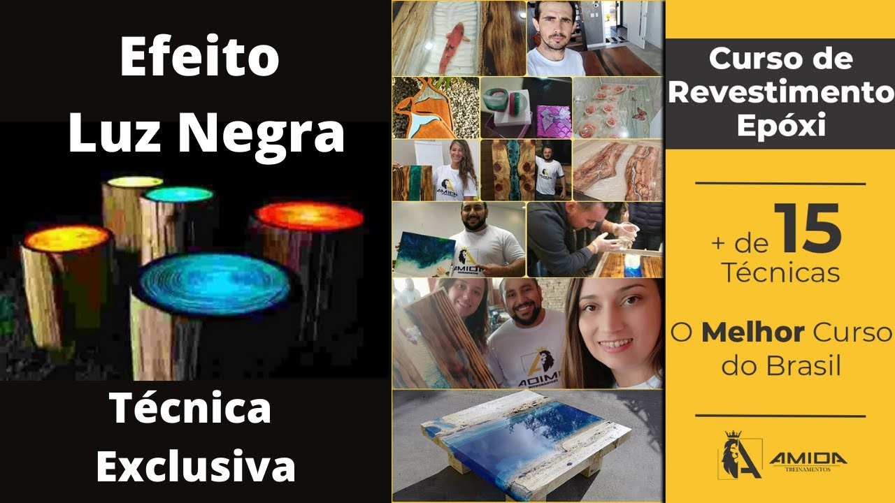 EFEITO LUZ NEGRA. Curso 100% Online Resina Epóxi Artesanato em Madeira Passo a Passo