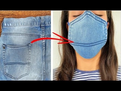 TAPABOCAS DE JEANS VIEJOS - DIY FACE MASK TUTORIAL FROM JEANS - MAKE FABRIC FACE MASK AT HOME