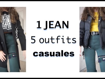 1 JEAN 5 OUTFITS + DIY  | Maria Little