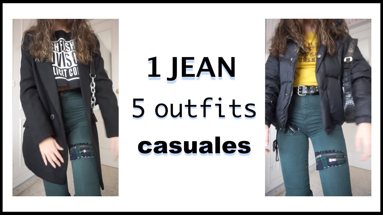 1 JEAN 5 OUTFITS + DIY  | Maria Little