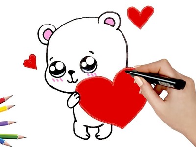 Aprende a dibujar un OSITO con un CORAZÓN San Valentín