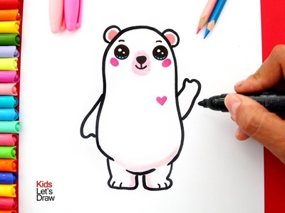 Aprende a dibujar un OSO POLAR Kawaii fácil | How to Draw a Cute Polar Bear Easy