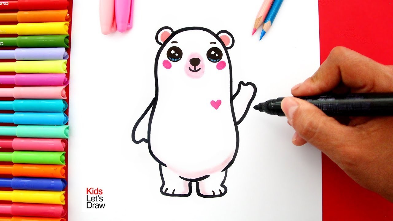 Aprende a dibujar un OSO POLAR Kawaii fácil | How to Draw a Cute Polar Bear Easy