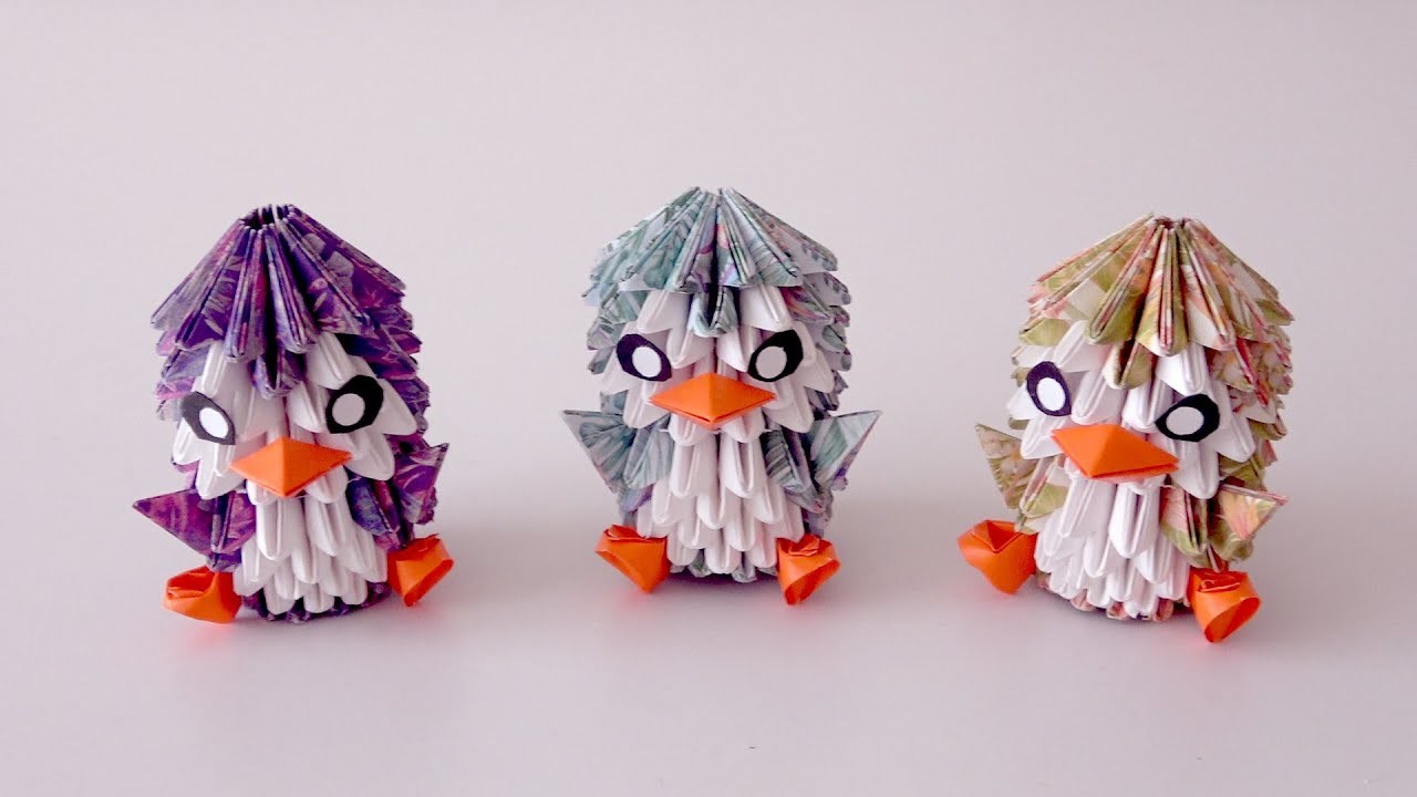 ORIGAMI 3D TUTORIAL. Baby Penguin -Pingüino bebe´en ORIGAMI 2020