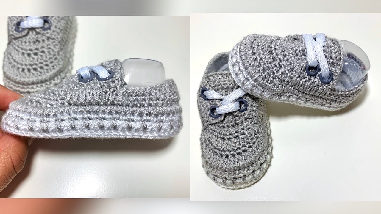 Zapato tenis para bebe tejido a crochet | Modelo Eduardo 0.3 meses| Modelo unisex