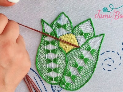 32. Bordado Fantasía Tulipán 2. Hand Embroidery Tulip. Fantasy Stitch
