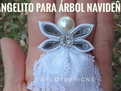 Como hacer un ángel con listón para decorar el árbol navideño | DIY Ribbon Angel Ornaments
