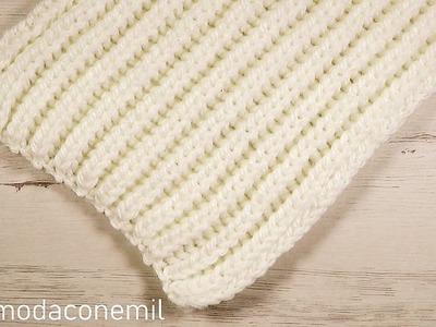 Como tejer esponjosa bufanda de lana a dos agujas fácil paso a paso