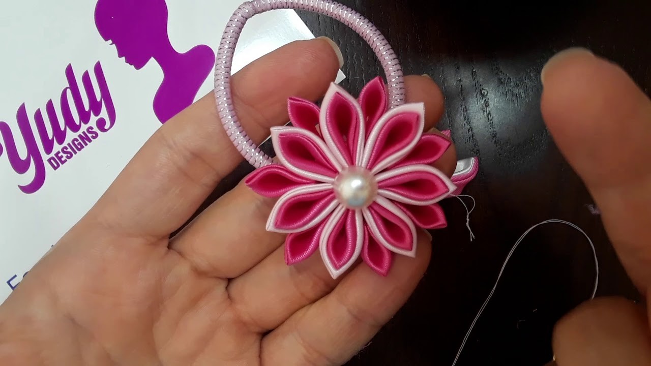 Flores de listón, fáciles y bonitas #floresdecinta #florkanzashi #colitaparaelcabello #fabricflower