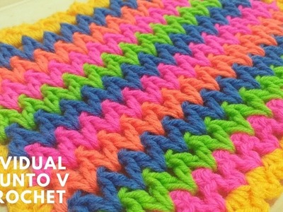 Individual en Punto V y Abanicos Sencillo Tejido a Crochet - Paso a Paso