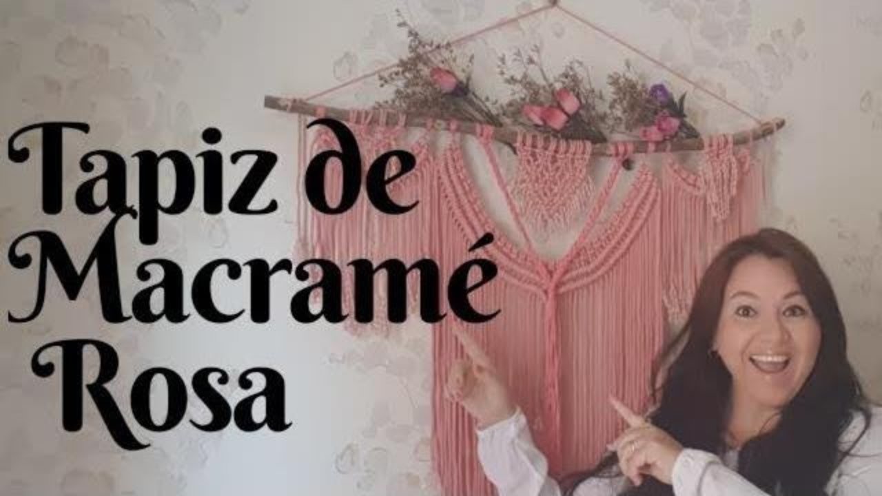 Tapiz de Macramé color Rosa, decoración de bodas, decoracion boho
