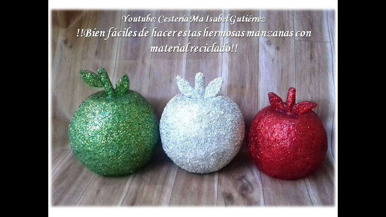 Bien fáciles de hacer estas hermosas manzanas con materiales reciclados!!