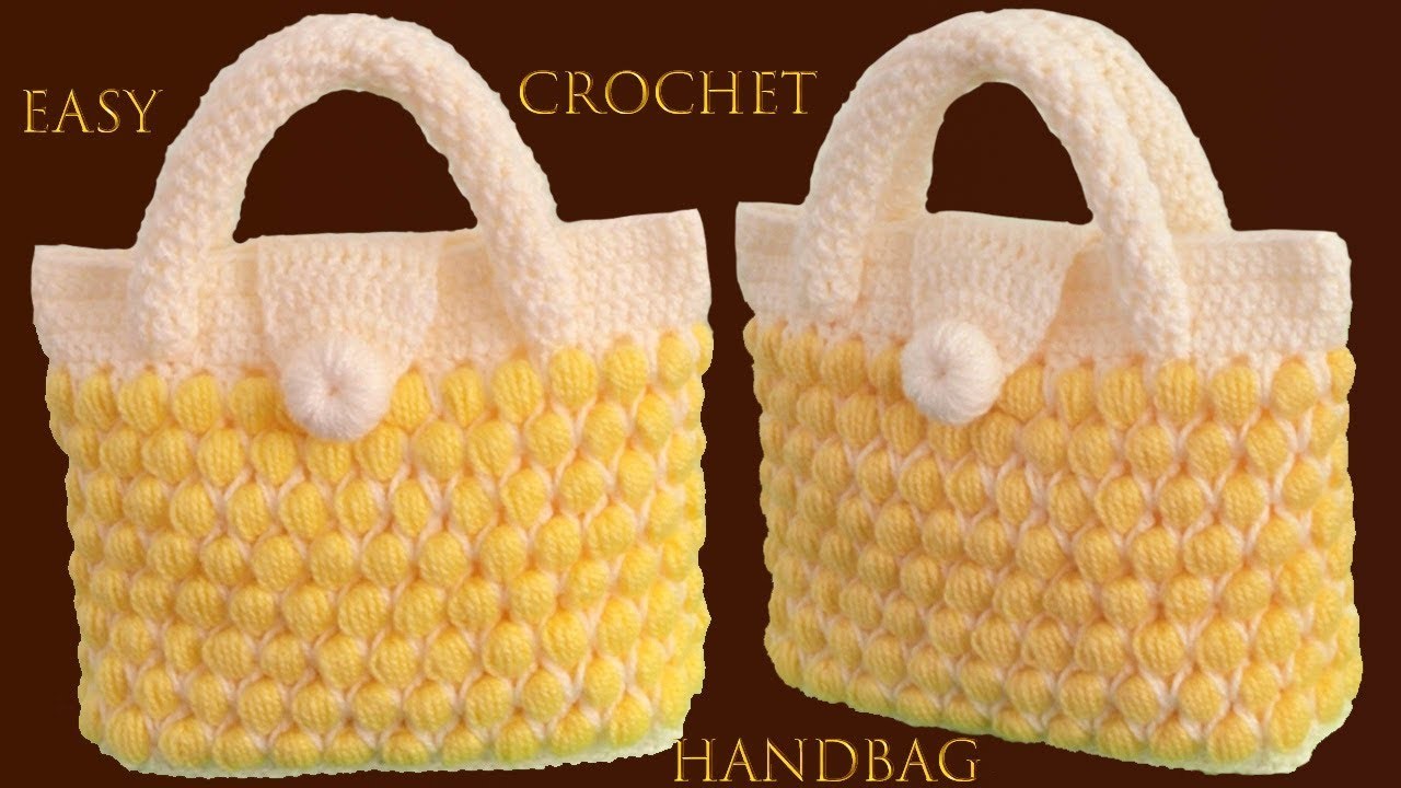 Bolso a Crochet en punto 3D bollitos reversible tejido paso a paso fácil con ganchillo