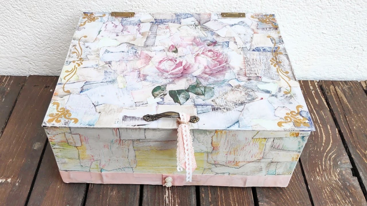 Caja de madera decorada con revista. wood box with magazine paper (eng sub)