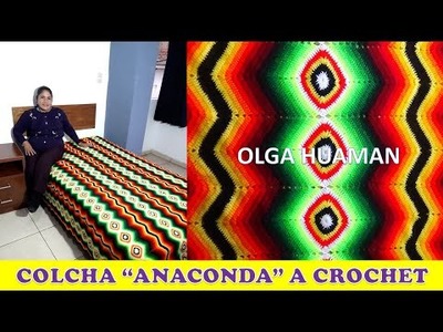 COLCHA, ALMOHADA Y CAMINO DE MESA MODELO "ANACONDA" TEJIDA A CROCHET PASO A PASO