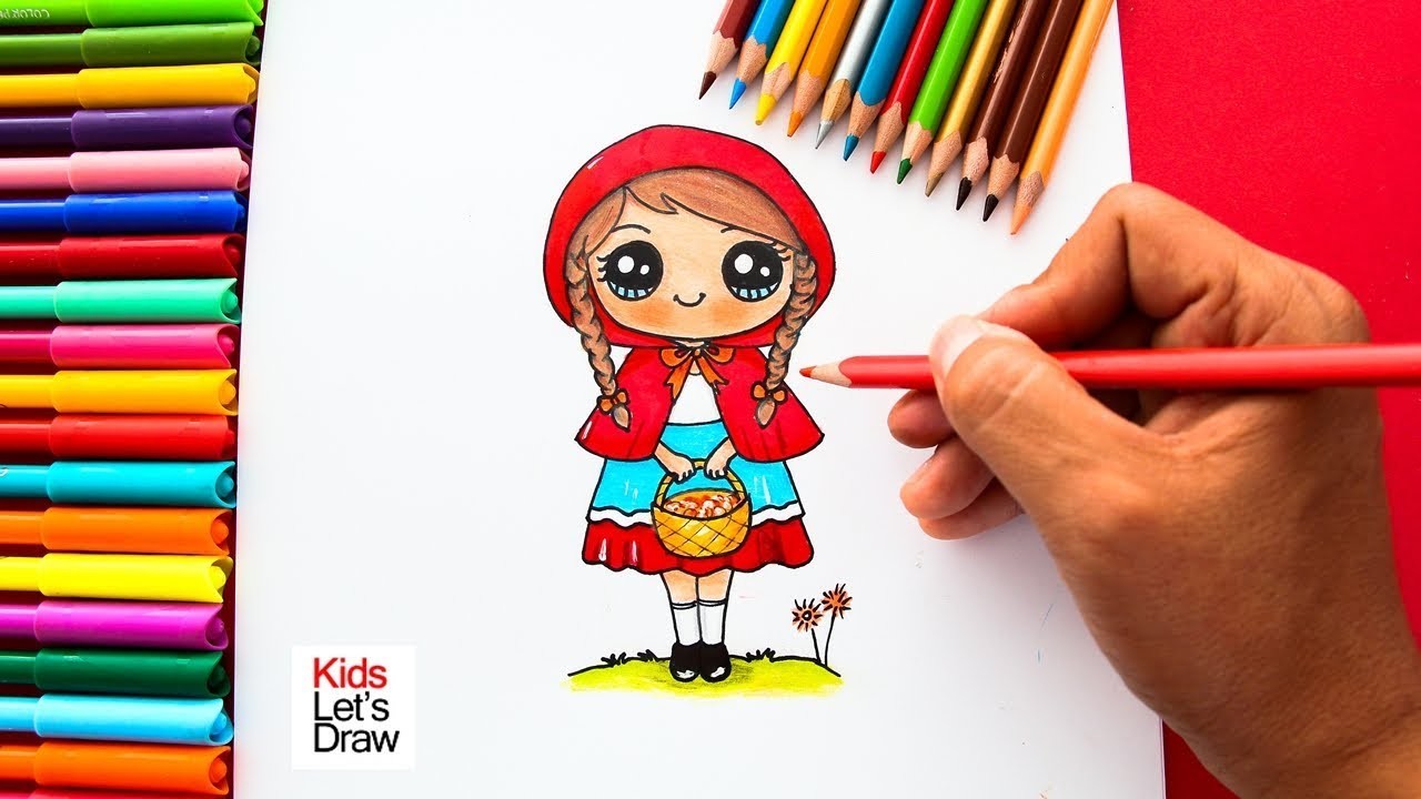 Cómo dibujar a CAPERUCITA ROJA de manera fácil | How to draw Little Red Riding Hood