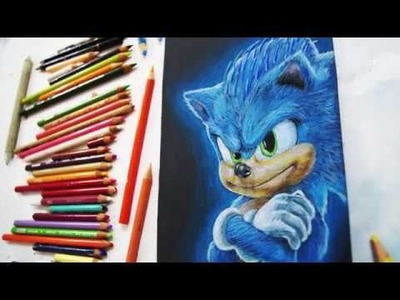 Cómo DIBUJAR a SONIC Realista en PAPEL NEGRO????| How To Draw Sonic The Hedgehog | Sonic Película.Movie