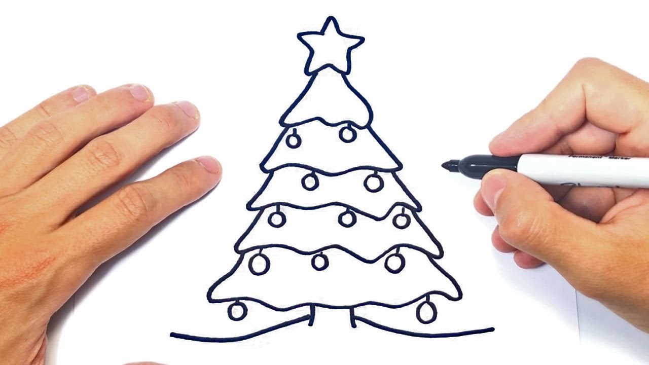 Cómo dibujar un Arbol de Navidad Paso a Paso y fácil