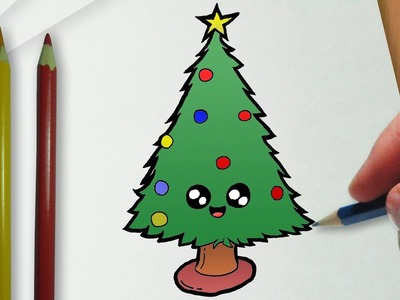 Cómo dibujar un árbol de navidad del kawaii