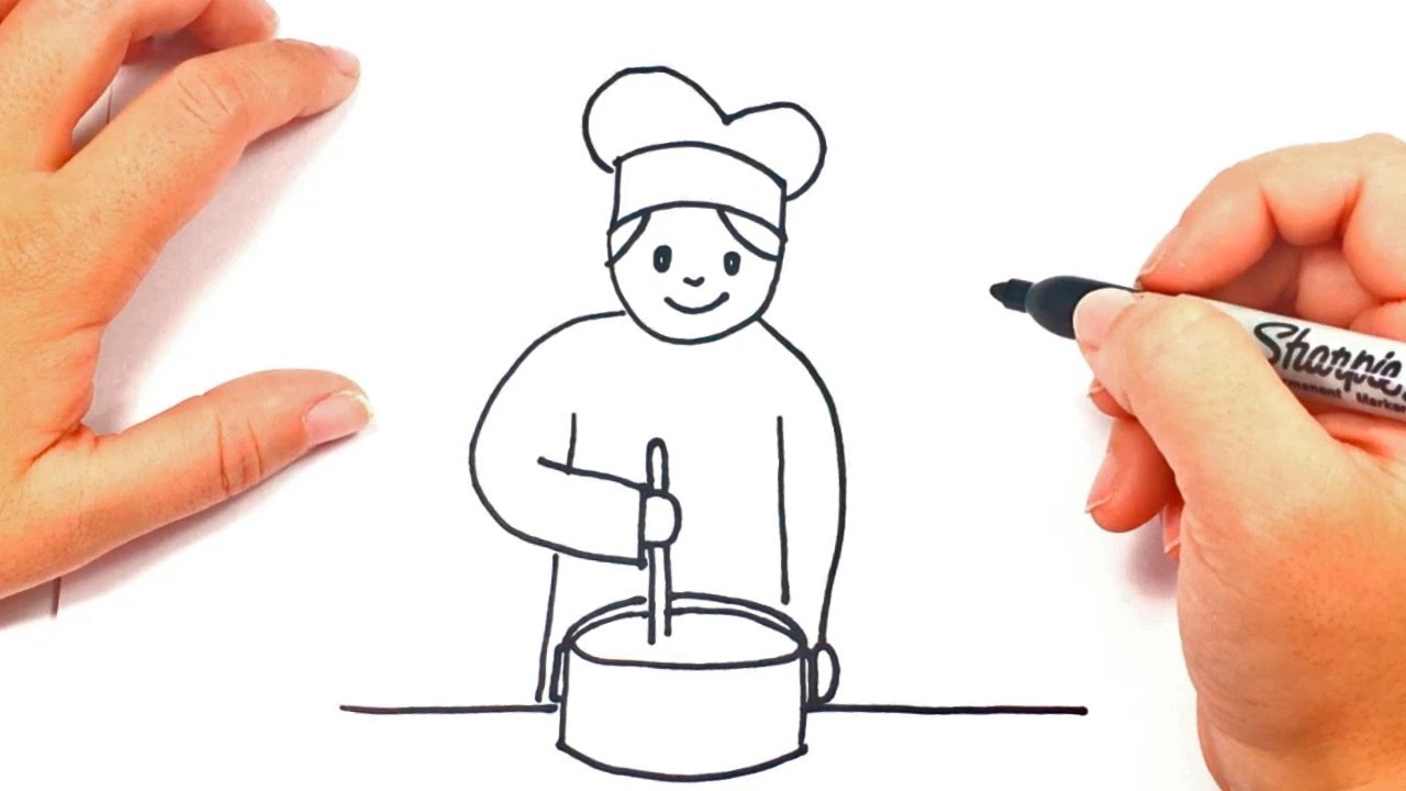 Cómo dibujar un Cocinero paso a paso | Dibujo fácil de Cocinero