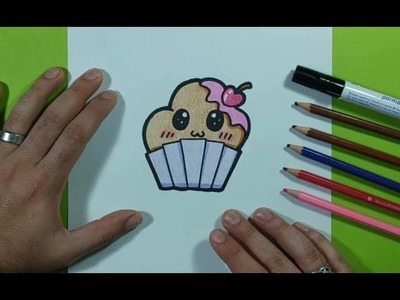 Como dibujar un cupcake kawaii paso a paso 2 | How to draw a kawaii cupcake 2
