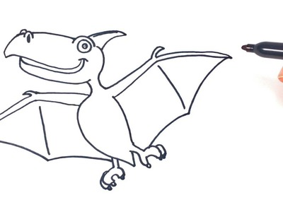 Cómo dibujar un Dinosaurio Volador paso a paso y fácil