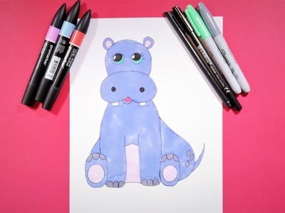 COMO DIBUJAR UN HIPOPOTAMO KAWAII - HOW TO DRAW
