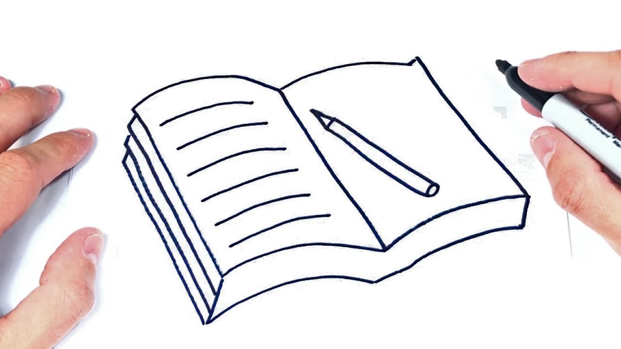 Cómo dibujar un Libro Abierto Paso a Paso | Dibujo de Libro Abierto