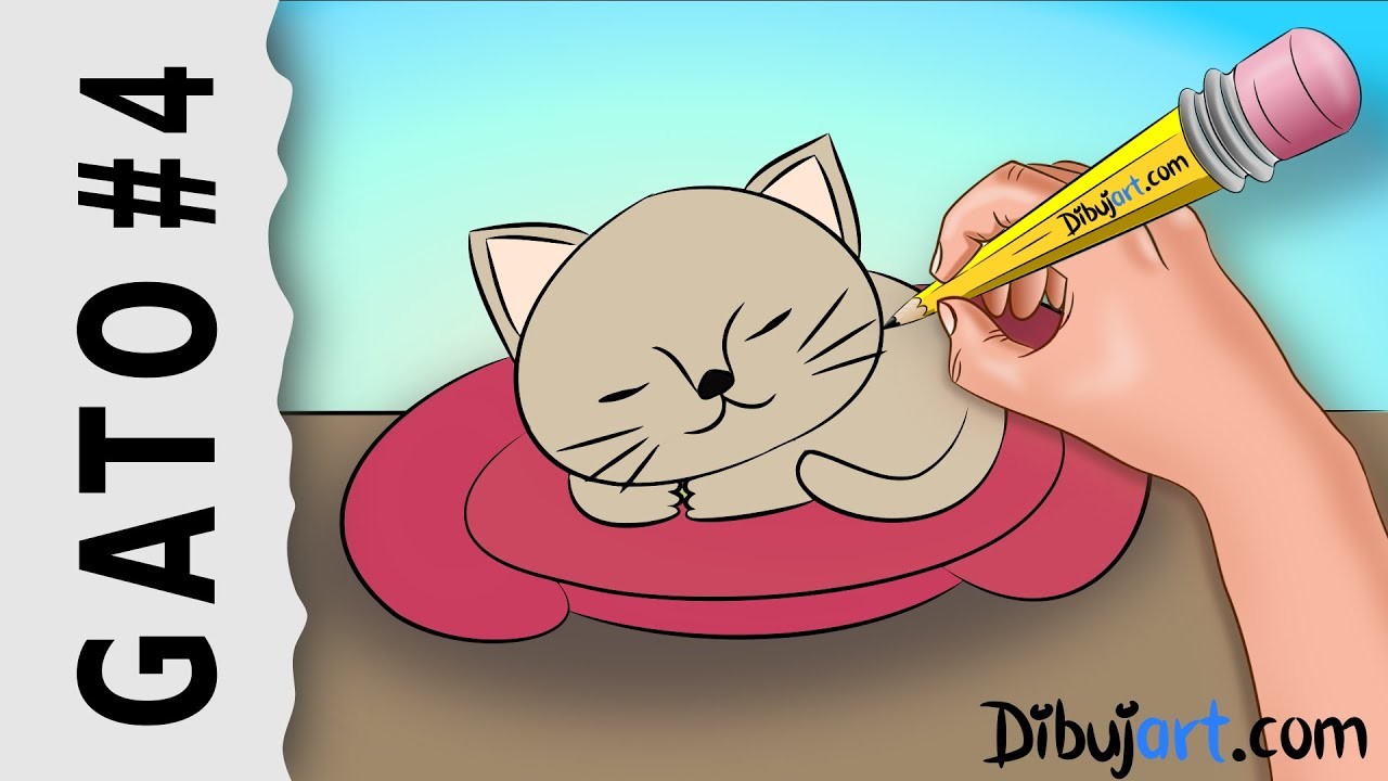 Cómo dibujar una Gato bebé tierno paso a paso #4 — Serie de dibujos de Gatos — Dibujos para niños