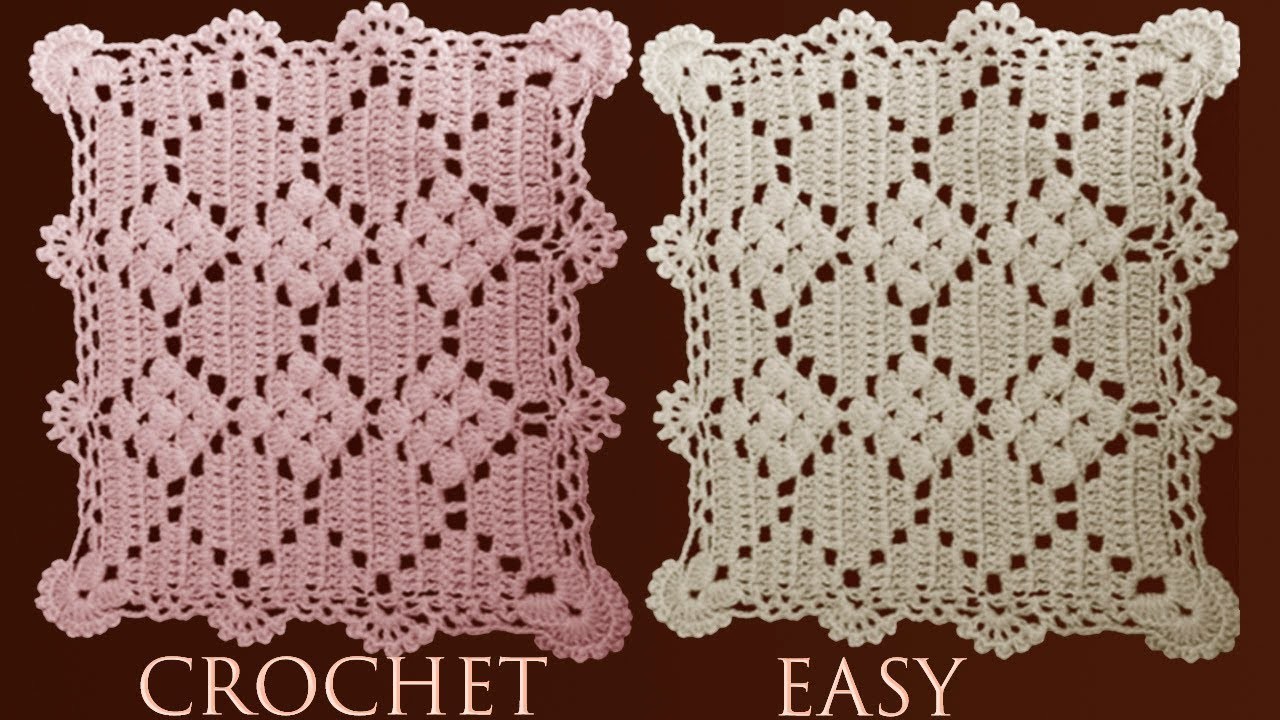 Como tejer a crochet tapete camino de mesa punto abanicos cuadrados en relieve tejido con ganchillo