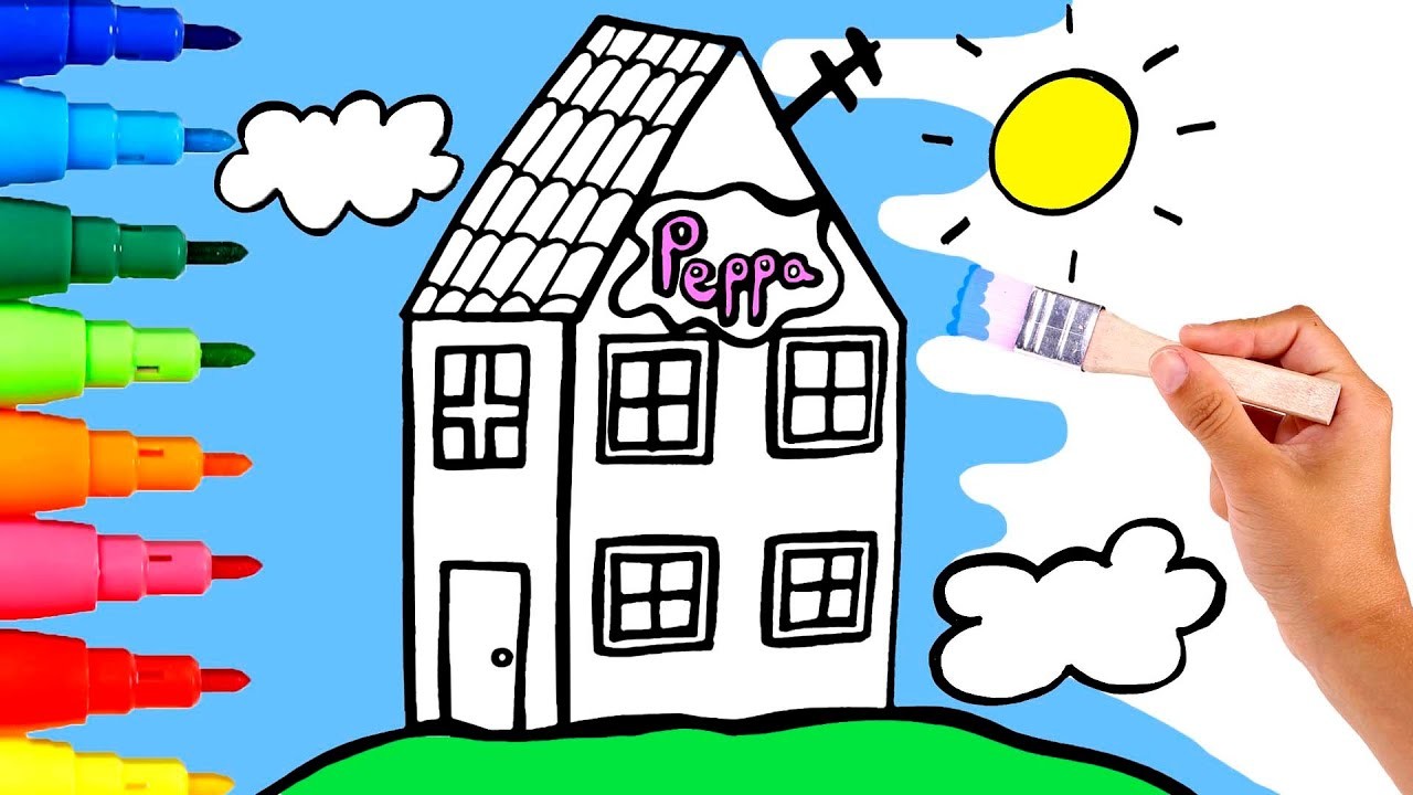Dibuja y Colorea la Casa de Peppa Pig ???????? Dibujos animados.