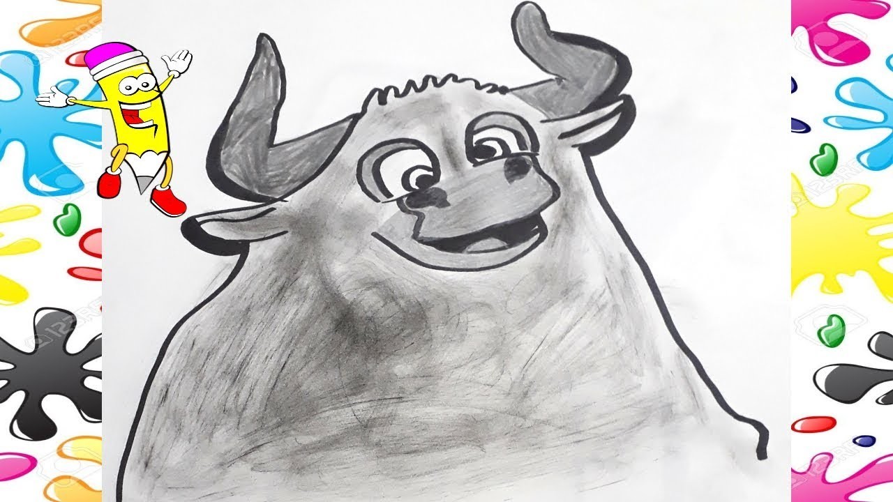 Ferdinand: Cómo dibujar a Ferdinand (toro) a lápiz fácil paso a paso | How to draw Ferdinand (Bull)