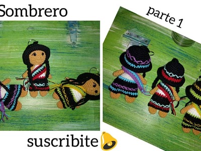 Llavero coya a crochet (10cm) Sombrero (parte 1)
