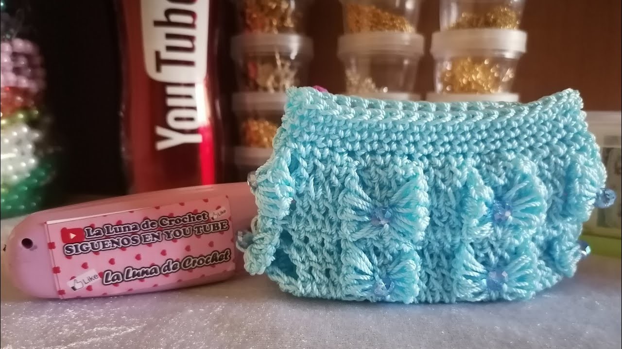 Monedero Tejido a Crochet Punto Moñitos o Mariposa