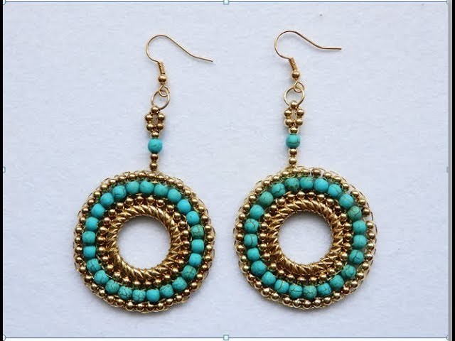 TUTORIAL-Como hacer aretes tecnica puntada de ladrillo-   -DIY Handmade earrings -Jewelry