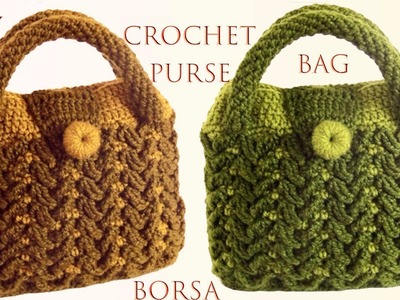 Bolso a Crochet fácil punto 3D trenzas de hojas tejido con ganchillo paso a paso