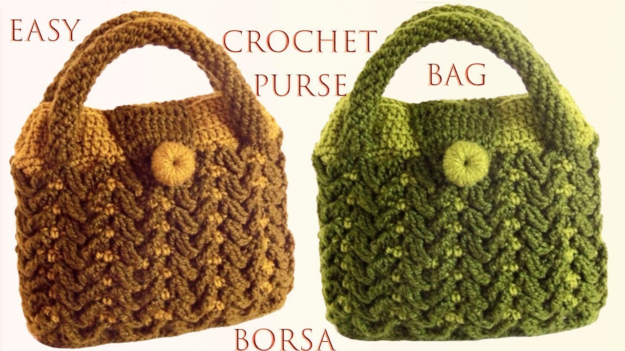 Bolso a Crochet fácil punto 3D trenzas de hojas tejido con ganchillo paso a paso