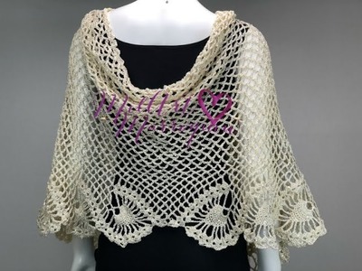 Chal Crochet Rectangular con Piñas