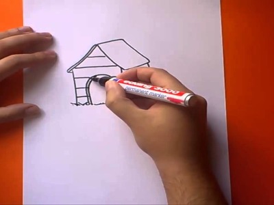 Como dibujar una caseta de perro paso a paso | How to draw a kennel