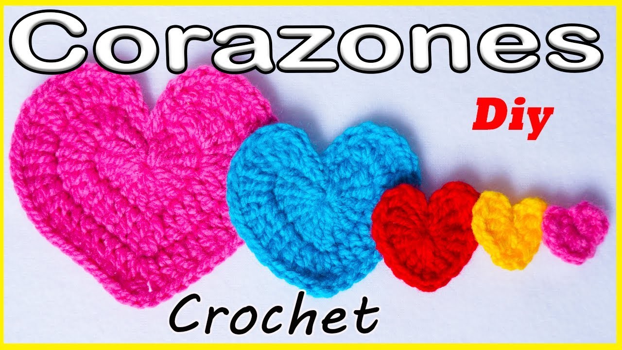 ????Como hacer Corazones Tejidos | Crochet - Ganchillo (4 TAMAÑOS) Paso a paso | How to Crochet a Heart
