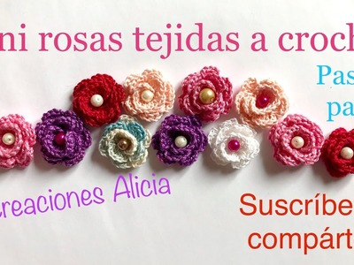 Cómo hacer una Rosita a crochet paso a paso. how to crochet a mini rose
