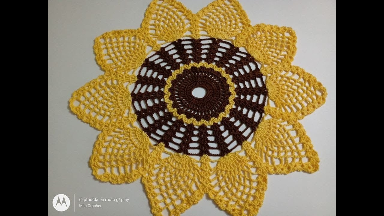 COMO TEJER UN CENTRO DE MESA FORMA DE GIRASOL A CROCHET