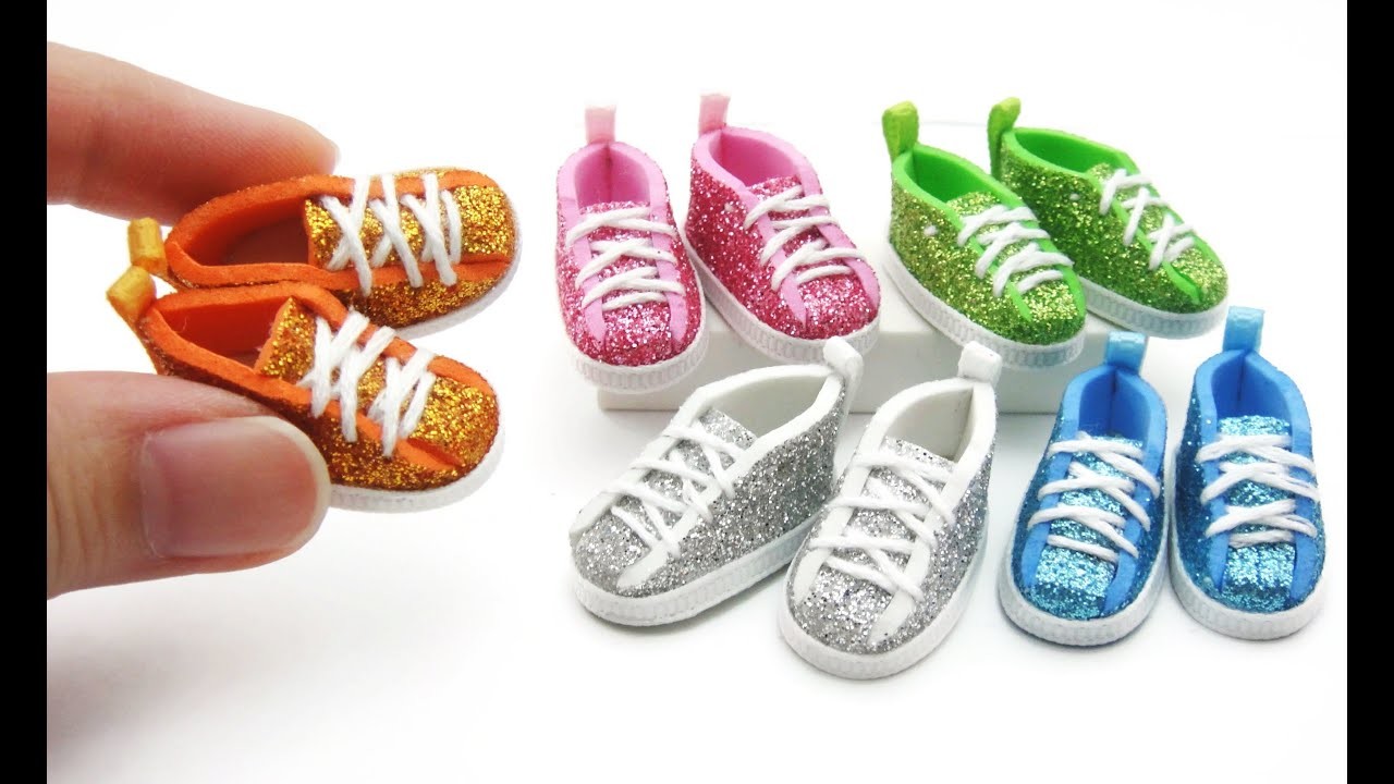 DIY Miniature Craft - Mini Glitter Sneakers Shoe