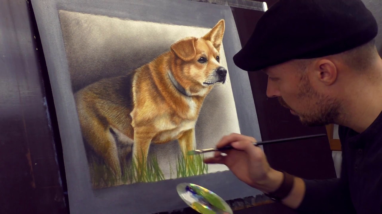 Pintura 3D de un perro de la foto.dibujar desenho art