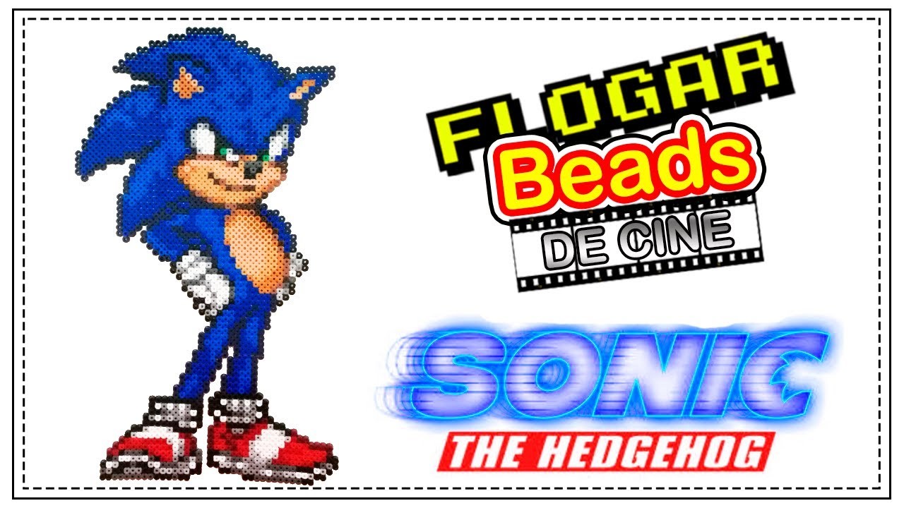 Pixel Art - SONIC THE HEDGEHOG THE MOVIE  (Perler Beads Tutorial) - FLOGAR BEADS