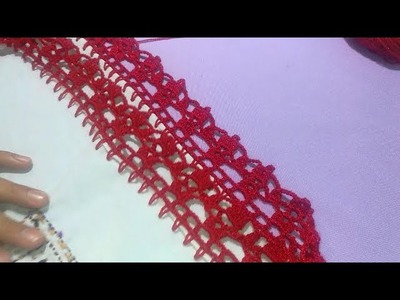 #Tejido #Crochet Orilla tejida rojo || Crochet